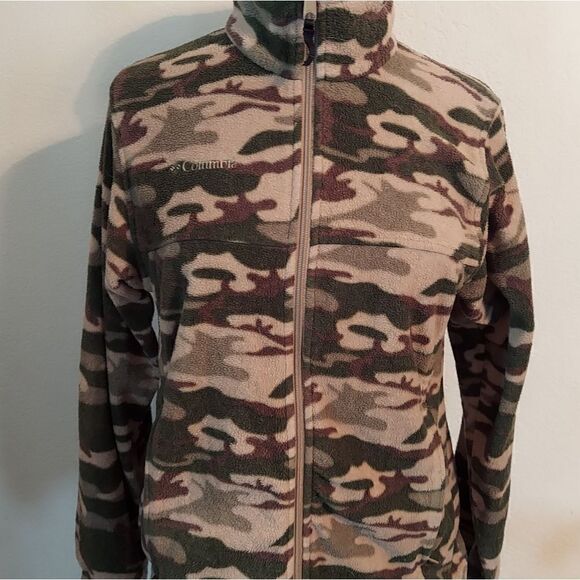Columbia Fleece Camouflage Zip Up Jacket 14-16 - Picture 1 of 4